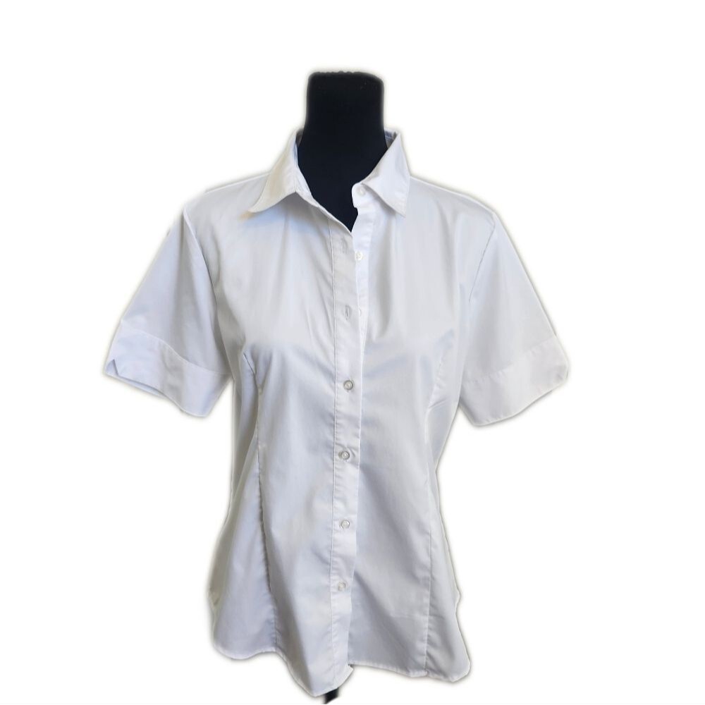Amazon Short Sleeved White Button Down Classic Blouse, M